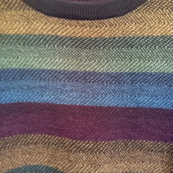 Vintage Geoffrey Beene 80s Sweater Stripes Crew Neck Pullover Long Sleeve Men XL - Picture 2 of 8